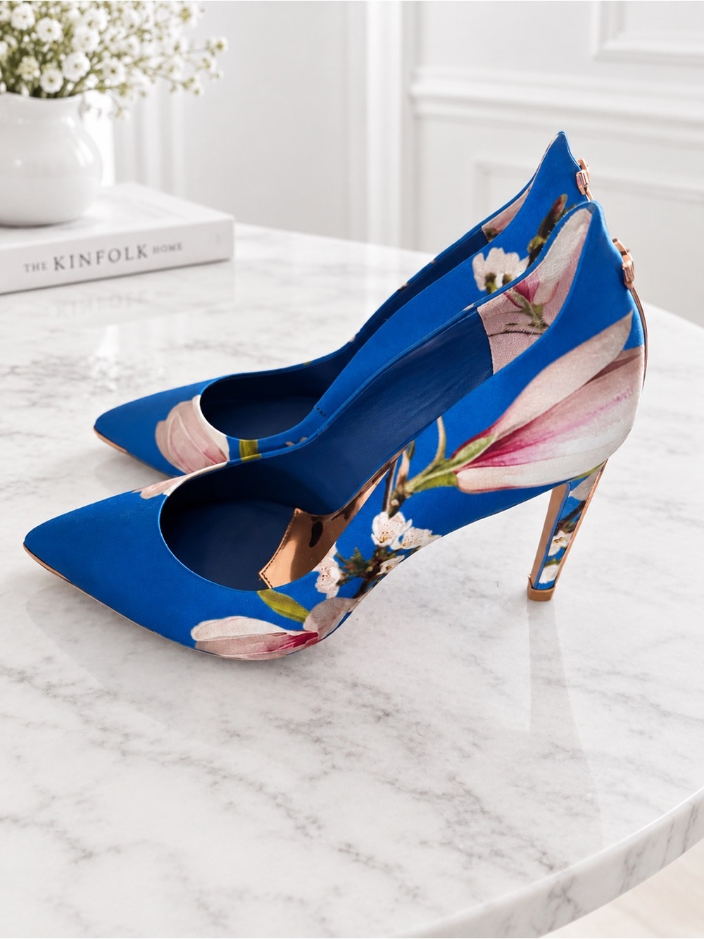 Ted Baker Royal Blue Floral Pointed Pumps (Size EU 39.5) NWOT